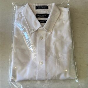Nautica White Oxford Button Down Shirt Classic Cotton